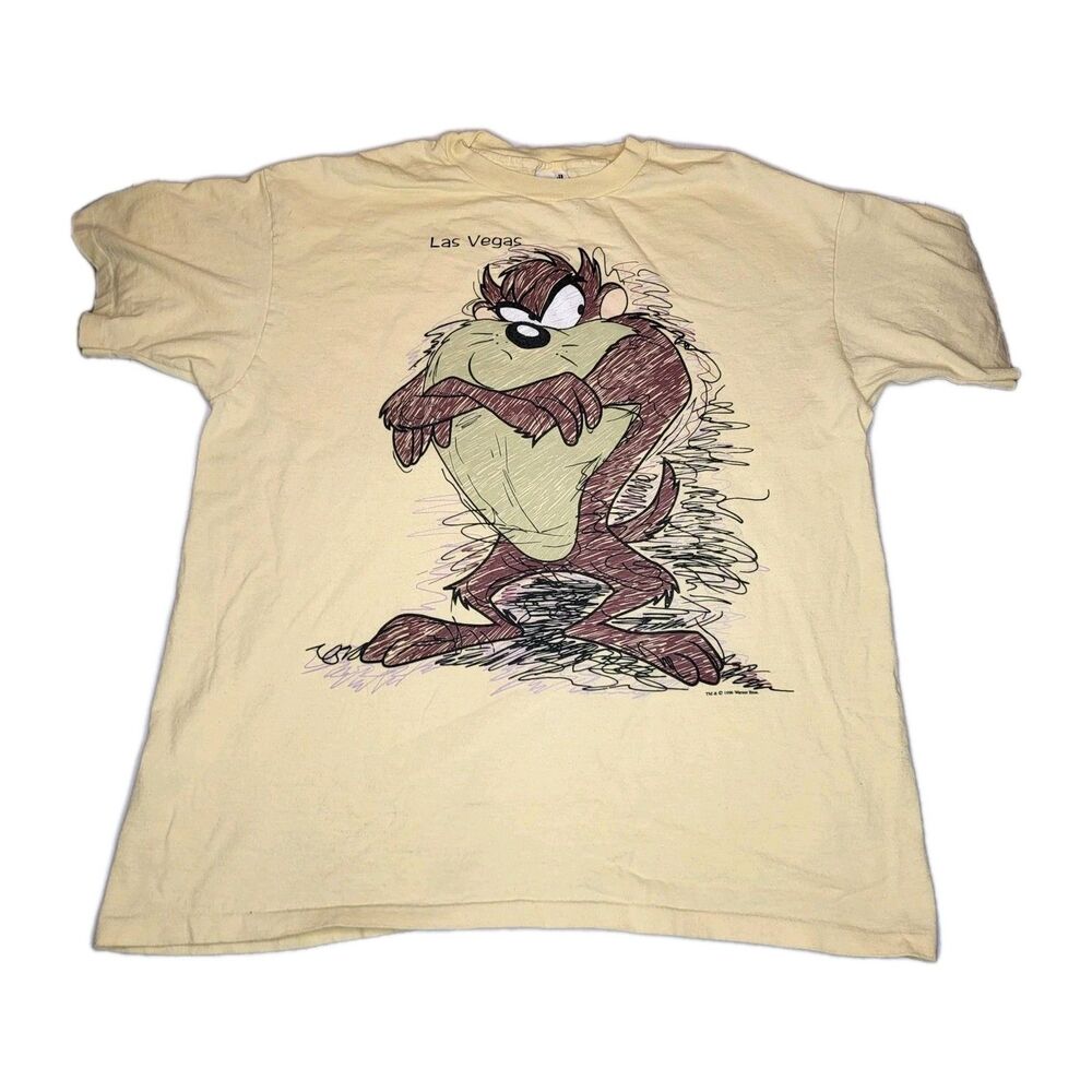 Vtg Anvil 1996 Taz Las Vegas Single Stitch T-shirt Tasmanian Devil Looney Tunes